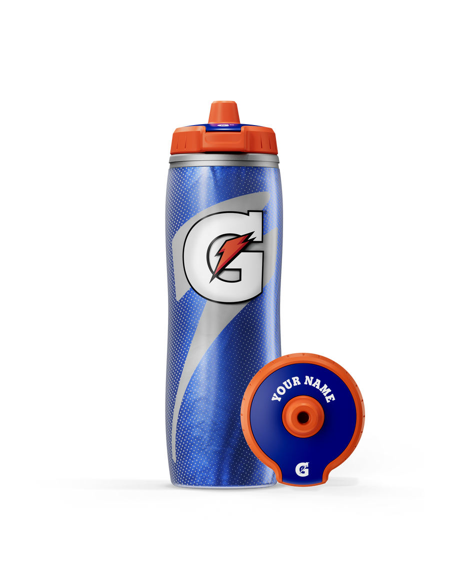 Blue Insulated Squeeze Personalized Water Bottle - Recovery Bottle